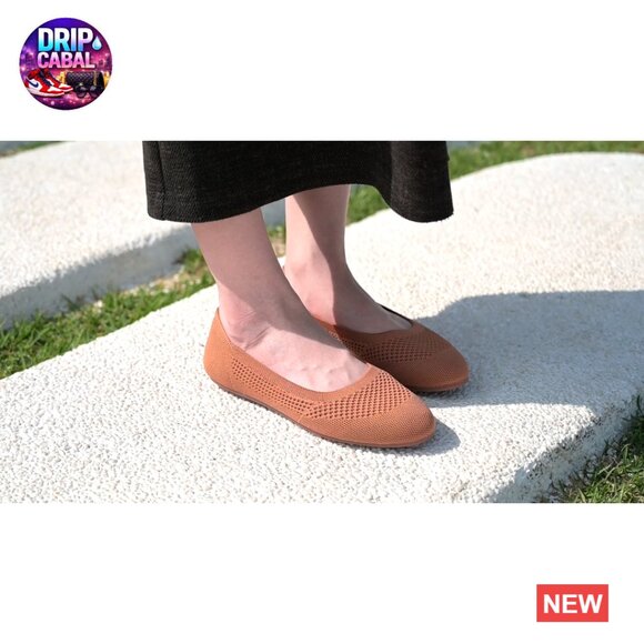 Knit Ballet Flats with Memory Foam, Slip-On Walking Shoes